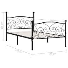 Greatstore Rám postele s laťkovým roštem černý kov 100 x 200 cm