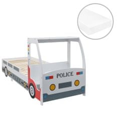 Greatstore Dětská postel policejní auto s matrací 90 x 200 cm 7 zón H3