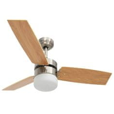 Greatstore Stropní ventilátor světlo a dálkový ovladač 108 cm světle hnědý