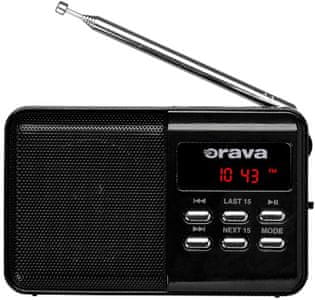 Přenosný radiopříijímač orava RP-140 B aux in tuner fm tuner  sluchátkový výstup pěkný design fajn zvuk teleskopická anténa vestavěná baterie lion