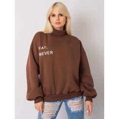 Ex moda Dámská mikina s kapucí oversize KELLY hnědá EM-BL-649.23X_378113 S-M