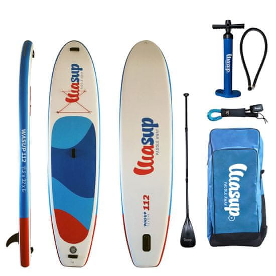 Wasup 112 11.2x32x6, nafukovací dvouvrstvý rodinný paddleboard 341x81x15cm, set s pádlem, batohem, pumpou, bezpečnostním lankem