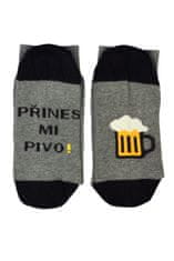 Crazy Socks Pánské ponožky "Přines mi pivo", šedé, 1 pár, velikost 44-47