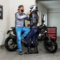 W-TEC Pánská kožená moto bunda Sheawen Waxed Grey Barva šedá, Velikost 4XL