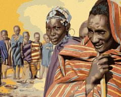 ZUTY Diamantové malování - AFRIKA DOMORODCI (D. RUSTY RUST) 40x50 cm bez rámu a bez vypnutí plátna