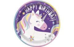 Párty talíře JEDNOROŽEC - UNICORN - Happy birthday - narozeniny - 8 ks - 22 cm