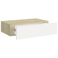 Vidaxl Nástěnné police se zásuvkami 2 ks dub a bílé 40x23,5x10 cm MDF