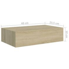 Greatstore Nástěnné police se zásuvkami 2 ks dub 40 x 23,5 x 10 cm MDF