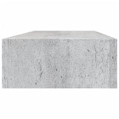 Greatstore Nástěnné police se zásuvkami 2ks betonově šedé 60 x 23,5 x 10 cm MDF