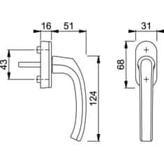 Hoppe Okenní klička Flensburg Secustic + VarioFit, ocel F9, 7/32-42mm