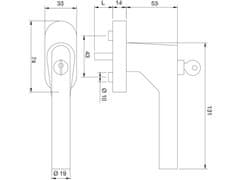 blaugelb Okenní klička FGS 90°Form, uzamyk., 10/43mm, nerez matná