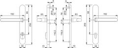 Hoppe Klika/klika Luxembourg F8707 (RAL8077) hnědá /ES1,ZA,8mm,PZ92/ dveře 72-77mm