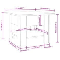 Greatstore Konferenční stolek kouřový dub 55 x 55 x 42 cm dřevotříska