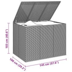 Vidaxl Zahradní úložný box PE ratan 145 x 100 x 103 cm šedý