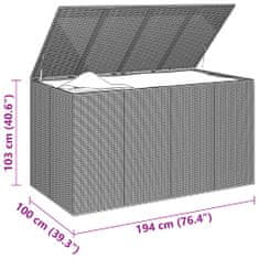 Vidaxl Zahradní úložný box PE ratan 194 x 100 x 103 cm hnědý