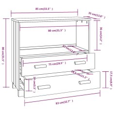 Greatstore Příborník tmavě šedý 85 x 35 x 80 cm masivní borové dřevo