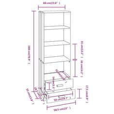 Greatstore Komoda bílá 60 x 35 x 180 cm masivní borové dřevo