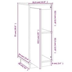 Greatstore Příborníky 2 ks šedé 31,5 x 34 x 75 cm masivní borové dřevo