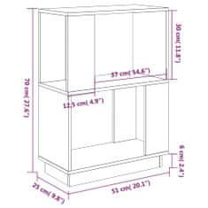 Vidaxl Knihovna/příčka, 51x25x70 cm, masivní borovicové dřevo