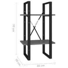 Vidaxl Knihovna se 2 policemi šedá 40 x 30 x 70 cm kompozitní dřevo