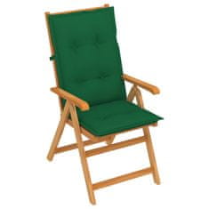 Greatstore Zahradní židle se zelenými poduškami masivní teak