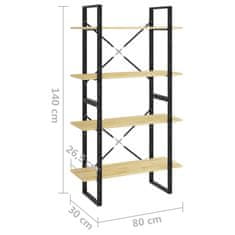 Greatstore Knihovna se 4 policemi 80 x 30 x 140 cm masivní borovice