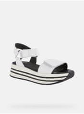 Geox Černo-bílé dámské kožené sandály na platformě Geox Kency 41