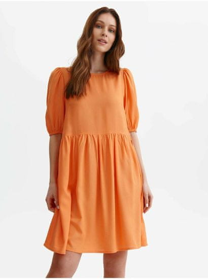 Top Secret Oranžové dámské krátké šaty s balonovými rukávy TOP SECRET