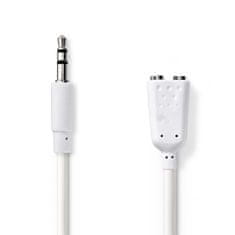 Nedis kabel zástrčka Jack 3.5 mm - 2x zásuvka Jack 3.5 mm, 0.2 m, bílá (CAGP22100WT02)