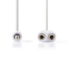 Nedis kabel zástrčka Jack 3.5 mm - 2x zásuvka Jack 3.5 mm, 0.2 m, bílá (CAGP22100WT02)