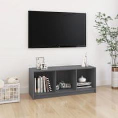 Greatstore TV stolek šedý 104 x 33 x 41 cm masivní borové dřevo