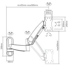 Fiber Mounts FINE1 držák na Tv monitor 13" - 43", otáčení do stran, naklápění, nastavitelná vzdálenost a výška