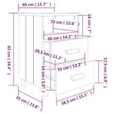 Vidaxl Noční stolky HAMAR 2 ks světle šedé 40x35x62 cm masivní dřevo