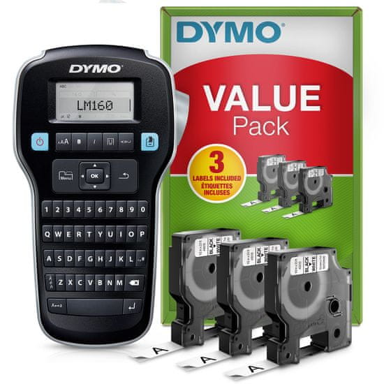 Dymo Štítkovač DYMO LabelManager 160 + 3ks D1 12mm x 7m černá na bílé