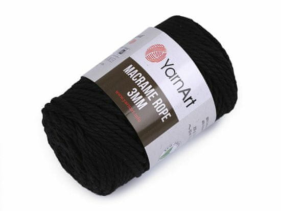 Kraftika 1ks (750) černá pletací příze macrame rope 3 mm 250 g