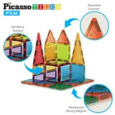 PicassoTiles Magnetická stavebnice 63ks magnetických stavebních dlaždic