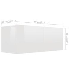 Greatstore TV skříňky 4 ks bílé s vysokým leskem 80x30x30 cm dřevotříska