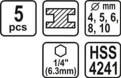 Sthor Sada vrtáků na kov 5ks HSS 1/4"