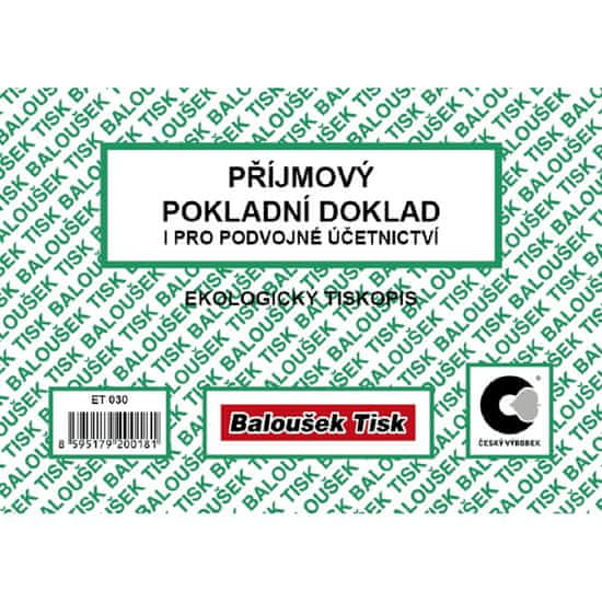 Baloušek ET030 - Příjmový pokladní doklad i pro PÚ A6 - 6 balení