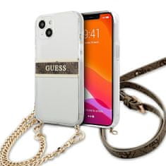 Guess GUHCP13SKC4GBGO hard silikonové pouzdro iPhone 13 Mini 5.4" transparent 4G Brown Strap Gold Chain