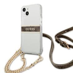 Guess GUHCP13SKC4GBGO hard silikonové pouzdro iPhone 13 Mini 5.4" transparent 4G Brown Strap Gold Chain