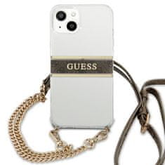 Guess GUHCP13SKC4GBGO hard silikonové pouzdro iPhone 13 Mini 5.4" transparent 4G Brown Strap Gold Chain