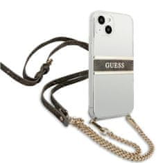 Guess GUHCP13SKC4GBGO hard silikonové pouzdro iPhone 13 Mini 5.4" transparent 4G Brown Strap Gold Chain