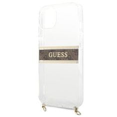 Guess GUHCP13SKC4GBGO hard silikonové pouzdro iPhone 13 Mini 5.4" transparent 4G Brown Strap Gold Chain