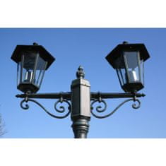 Greatstore Zahradní lampa vysoká 2 ramena 215 cm tmavě zelená/černá hliník