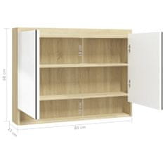 Greatstore Koupelnová skříňka se zrcadlem 80x15x60 cm MDF bílá a dubová