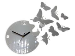 ModernClock 3D nalepovací hodiny Butterfly šedé