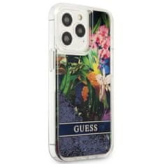 Guess GUHCP13LLFLSB hard silikonové pouzdro iPhone 13 / 13 Pro 6.1" blue Flower Liquid Glitter