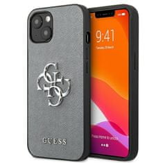 Guess GUHCP13SSA4GSGR hard silikonové pouzdro iPhone 13 Mini 5.4" grey Saffiano 4G Metal Logo