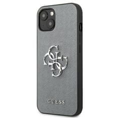 Guess GUHCP13SSA4GSGR hard silikonové pouzdro iPhone 13 Mini 5.4" grey Saffiano 4G Metal Logo